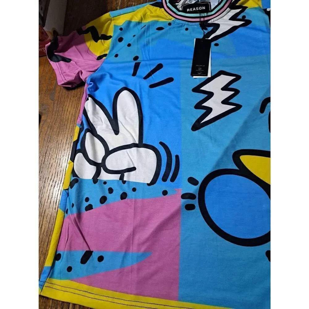 New Large Reason Relax Short Sleeve Crew Neck Pullover Streetwear Tee Tshirt - Picture 2 of 4